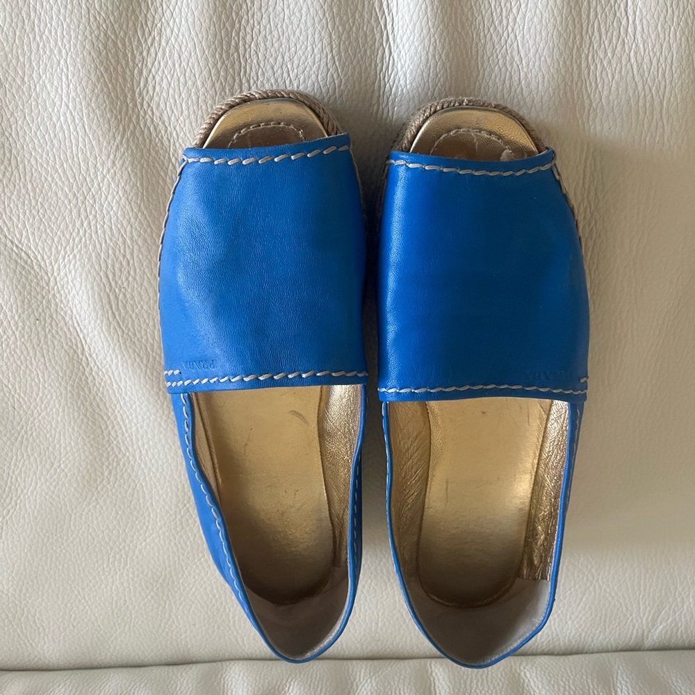 Prada Blue Leather Espadrilles